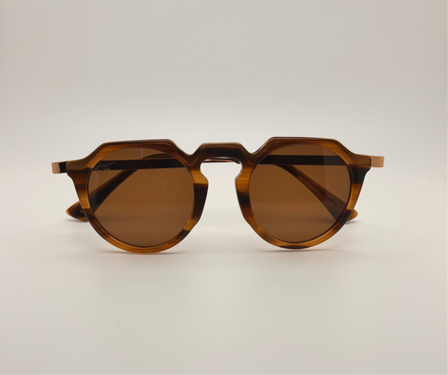 ACETATE METAL SUNGLASSES BROWN