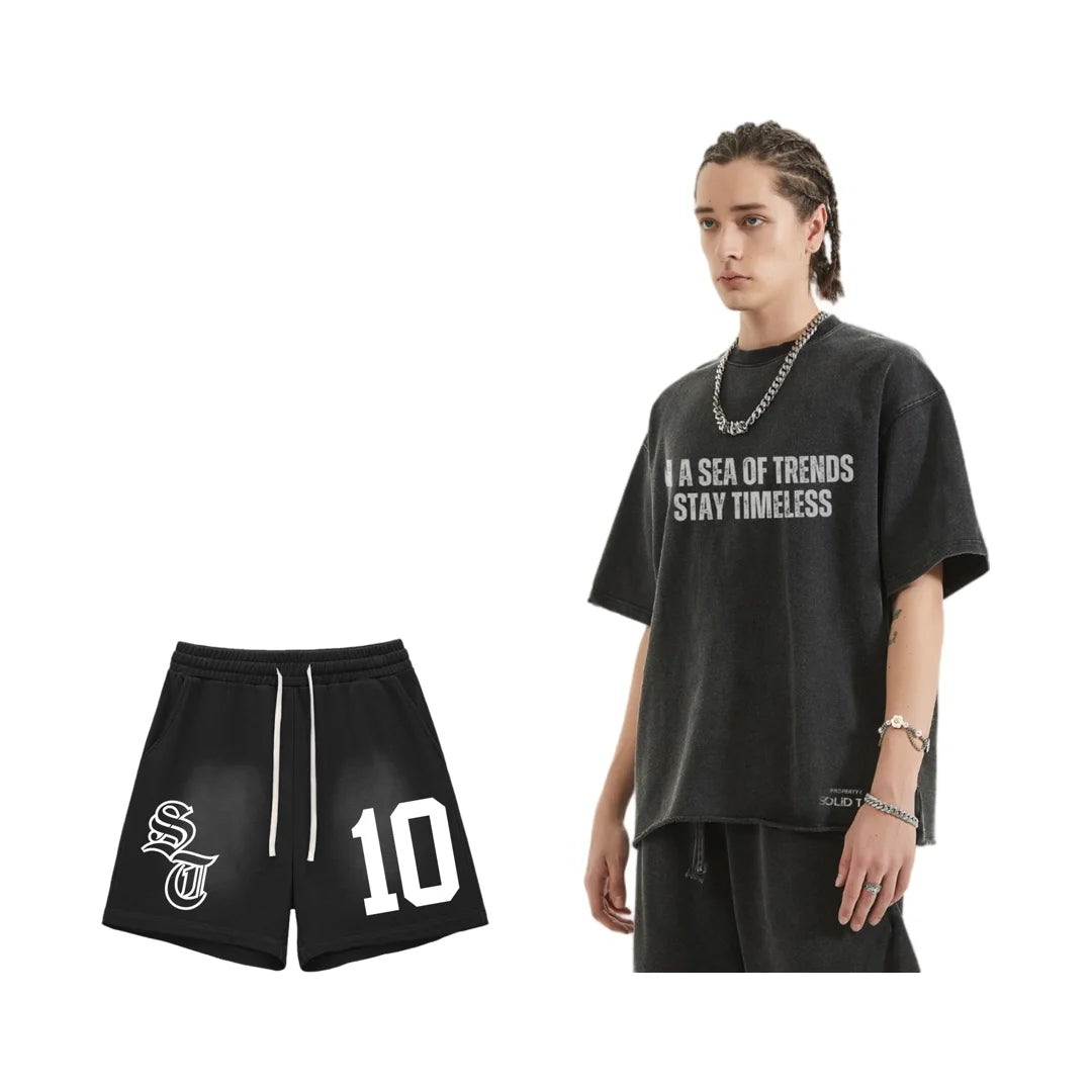 SOLID TEN VINTAGE TREND TEE & ATHLETIC SHORTS SET